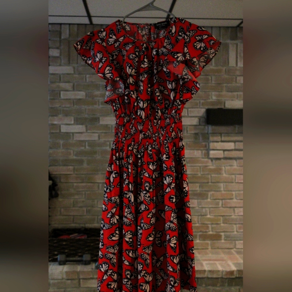 Kate Spade Red Floral Midi Dress